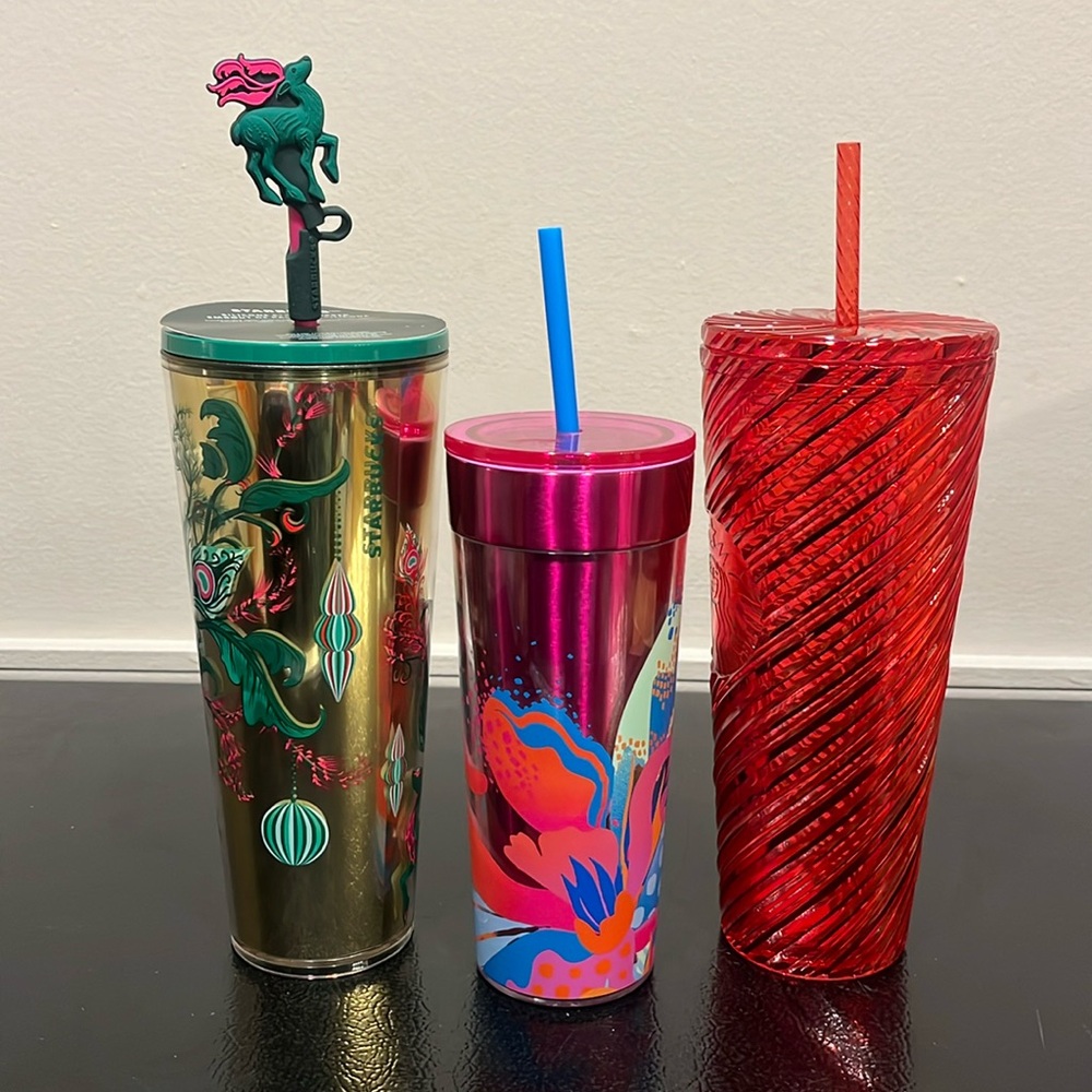 2 New 24oz Starbucks Cups and 1 16oz Cup All are for Cold Beverages Only